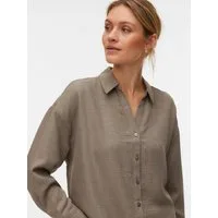 Vero Moda Langarmbluse VMMELANEY QUEENY LS SHIRT WVN NOOS Kunstfaser, loose fit