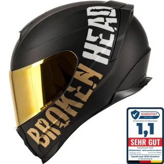Broken Head BeProud Sport Gold Motorradhelm + Verspiegeltes Visier | Limited Edition