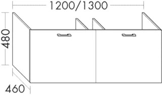 Burgbad Waschtischunterschrank System 30 Preisgruppe 1 Aqua 480x1300x460 Eiche Dekor Nachtschwarz WSBC130F7320