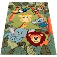 Paco Home Kinderteppich Diamond 638, rechteckig, Höhe: 18 mm, 3D-Design, Motiv Dschungel Tiere, Kinderzimmer, Kundenliebling