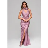 OMBRE Abendkleid Elegantes Maxikleid mit Rosendetail und Schlitz Hoher Beinschlitz