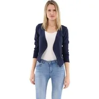 malito more than fashion Jackenblazer malito Damen Blazer ohne Kragen, Sakko im Basic Look, Kurzjacke mit Sweatblazer im Basic-Look
