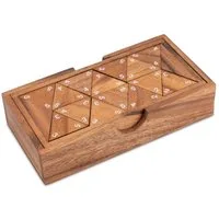 LOGOPLAY Spiel Tridomino weiße Zahlen, Gesellschaftsspiel, Tridomino Weiße Zahlen Dreieck-Domino aus Holz für 2 bis 6 Spieler im