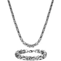 LuxusKollektion Ketten und Armband Set Königskette Silber Herren 4/5/6/7/8 mm Halskette Armband Set
