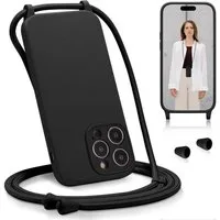 CoolGadget Handyhülle Premium Handyhülle mit verstellbarer Handykette für iPhone 12 Pro Max, Hülle zum Umhängen Kette inkl. 2x Displayschutzfolie aus Glas