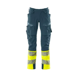 MASCOT Herren Hose mit Knietaschen ACCELERATE SAFE Dunkelpetroleum / Hi-vis Gelb 52 - 19179-511-4417-76C52