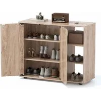 COSTWAY Schuhschrank Schuhregal mit verstellbare Regal, Holz, 12-15 Paar Schuhe