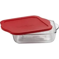 Pasabahce Auflaufform mit Deckel - Backform, Servierform eckig aus Glas, 32 x 28 cm 3,2L, Glas