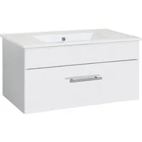 welltime Waschtisch Trento Light mit Keramik-Auflagebecken, 1 feste Blende und 1 Auszug, Breite: 81cm, Weiß