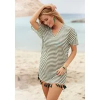 Venice Beach Chiffontunika mit Streifenprint, Quasten mit Fransen, Cover-Up