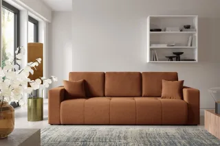 Sofa 3-Sitzer mit Schlaffunktion AUGUSTO in Stoff Wind Rostbraun