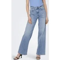 ONLY High-waist-Jeans ONLMADISON – High Waist Jeans mit weitem Bein für Komfort Abriebeffekte, casual, weit, Denim/Jeans, Eingrifftaschen