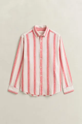 GANT - Gestreiftes Hemd aus Leinenmix rose red - Gr. - XXL