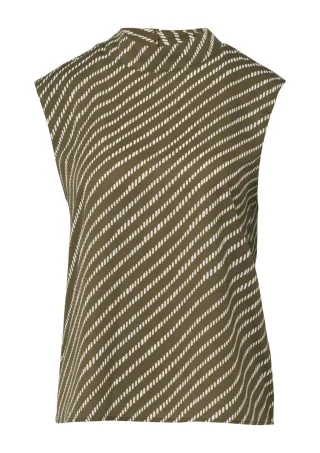 comma - Chiffon-Bluse mit subtilem Schulterpolster weiß/grün - Gr. - 38