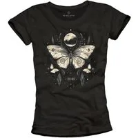 MAKAYA Print-Shirt Damen Schmetterling Vintage Motiv Kurzarm Top Frauen Mond (Basic, Damenshirt) mit Druck