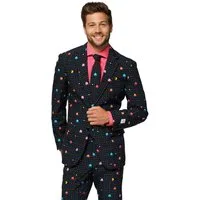 Opposuits Partyanzug Pac Man Anzug - Karneval Faschingskostüm Herren, Stylischer Videospiel Anzug für coole 80er Jahre Nerds