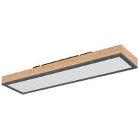 GLOBO LIGHTING LED Deckenleuchte DORO, LED fest integriert, Warmweiß, Rechteckige Deckenlampe, 3000 Kelvin, Wohnzimmer, Holzoptik, Eiche