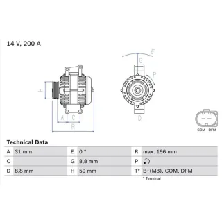 Bosch Lichtmaschine 200A Mercedes Viano Vito 0986047490
