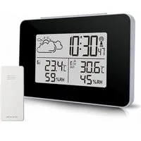 BlingBin mit Außensensor, Wetterstation kabellos mit Wettervorhersage Funkwetterstation (mit Außensensor, Funkuhr Wetterstation mit Thermometer, Hygrometer, Funkuhr und Wecker)
