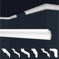 marbet design Stuckleiste E-3, 40 Meter / 20 Leisten, XPS Styropor weiß - Deckenleisten Deckenabschlussleisten E-Leisten - (40 Meter / 20 Leisten E-3)