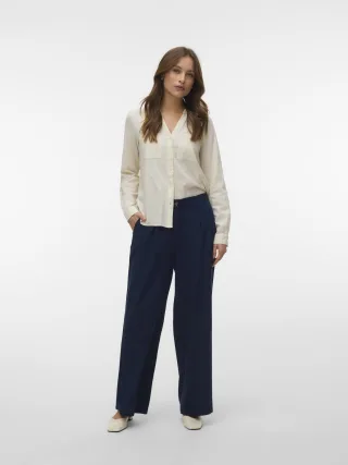 VERO MODA - VMTHILDE LS SHIRT WVN NOOS Silver Lining - Gr. - S