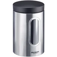WESTMARK Vorratsdose Vorratsdose mit Fenster 1800 ml, Edelstahl, Silikon, (1-tlg), Edelstahl Vorratsbehälter für Kaffee, Mehl, Zucker etc.