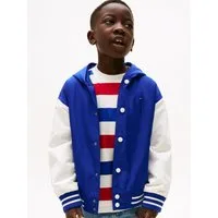 Tommy Hilfiger Bomberjacke HOODED GRAPHIC BOMBER mit großem Logo, Kontrast-Streifen