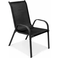Mojawo Armlehnstuhl Outdoorstuhl Gartenstuhl Stapelstuhl Metall Anthrazit Textilen schwarz