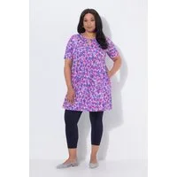 Ulla Popken Longshirt Longshirt gemustert A-Linie Rundhals Keyhole
