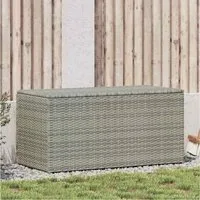 furnicato Gartenbox Aufbewahrungsbox Poly-Rattan 100x50x50 cm Grau wetterfest, Stabile Kissenbox mit Gasdruckfeder und PE-Innenfutter für den Garten