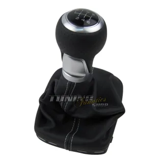 Original S-Line Schaltknauf Alu Knauf 6-Gang Leder Manschette für Audi