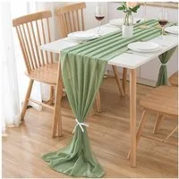 TUWENA Tischläufer Chiffon Tischläufer 70x300 cm Hochzeit Musselin Dekostoff, für Hochzeitsdeko, Tischdeko Geburtstag, Taufe, Babyparty
