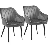 SONGMICS Esszimmerstuhl (2 St), Polsterstuhl mit Metallbeine, Samt, für Schminktisch, 2er Set
