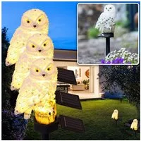 Casativo LED Solarleuchte LED Solar-Eule wetterfest – Gartenleuchte mit Dämmerungssensor, ntegrierter Akku