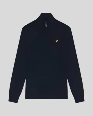Lyle & Scott Pullover aus Merinowolle mit 1/4-Reißverschluss – Marineblau