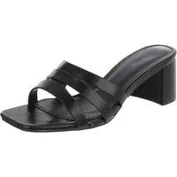 Ital-Design Damen Pantolette mit Blockabsatz und breiten Riemen Pantolette (91971122) Blockabsatz Sandalen & Sandaletten in Schwarz