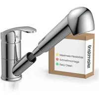 instmaier Spültischarmatur instmaier Elena, Wasserhahn Küche, Mit Geschirrbrause ausziehbar, 2 Strahlarten