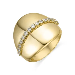 Luxenter Ring aus 925er Sterlingsilber mit funkelnden Zirkonia-Steinen, 18 Karat Gelbgold-Finish – Idel