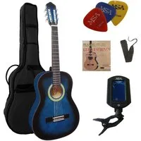 MSA Konzertgitarre C, 3/4 Konzertgitarre im Set, Classic, Nylonsaiten, Tasche, Band, Saiten, 3xPik, Stimmgerät, Lindenholz