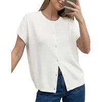 Arach&Cloz Kurzarmpullover Damen, Oversized, Basic Shirt (1-tlg) Weiches leichtes Basic für den Alltag
