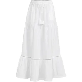 Maxi-Stufenrock aus Musselin, Damen,  Weiß, Baumwolle, by Lands' End