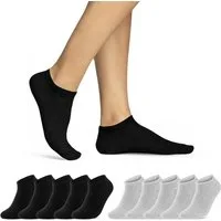 sockenkauf24 Sneakersocken 10, 20, 30 Paar Sneaker Socken Damen & Herren Schwarz Weiß Grau (5xSchwarz, 5xGrau, 10-Paar, 35-38) Baumwolle - 16900 WP
