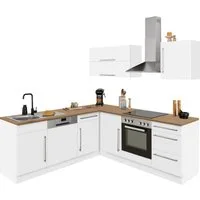 KOCHSTATION Winkelküche KS-Samos, Stellbreite 220x220 cm, wahlweise mit E-Geräten, mit Arbeitsplatte