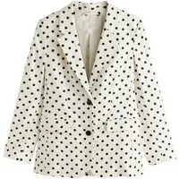 Next Jackenblazer Einreihiger Blazer mit Leinen und Pünktchenmuster (1-tlg)