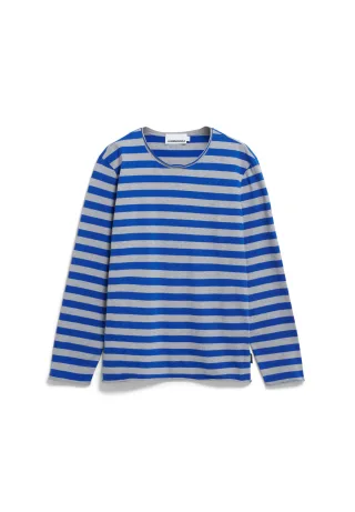 Armedangels - MAARKOS LS STRIPES BR silver melange-dark wave - Gr. - L