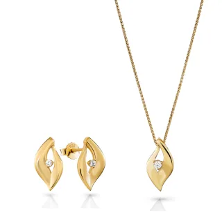 Orphelia 'Milan' Damen 925 Sterling Silber Set: Kettenanhänger + Ohrringe - Gold SET-7519/G