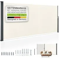 Juskys Seitenmarkise Dubai Sonnen- & Sichtschutz, Ausziehbare Markise