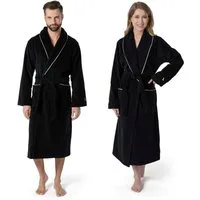 Möve Unisex-Bademantel Schalkragen Velours, ideal für Sauna & Spa, Hotelbademantel, Langform, Velours, Schalkragen, Gürtel, edel gestalteter Saum