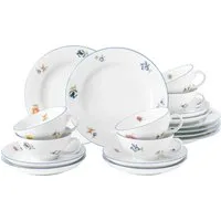 Seltmann Weiden Teeservice Geschirr-Set Sonate Nostalgie (18-tlg), 6 Personen, Porzellan, Tassen, Untertassen, Teller, Made in Germany, 18 Teile, für 6 Personen