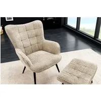 riess-ambiente Sessel SCANDINAVIA champagner greige / schwarz (Einzelartikel, 1-St), Wohnzimmer · Bouclé · Metall · mit Armlehnen · Scandinavian Design